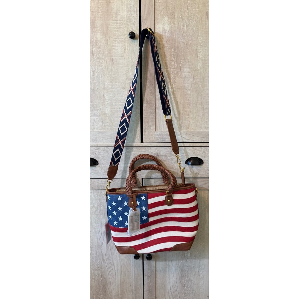 Montana West American Flag Satchel Crossbody Bag Patriotic Stars Stripes MW1385G